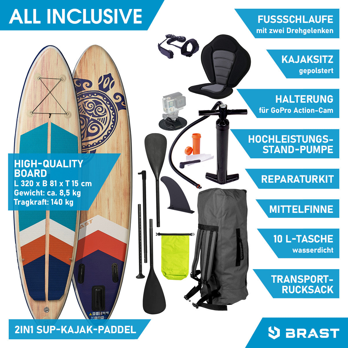 SUP Board aufblasbar TURTLE 320