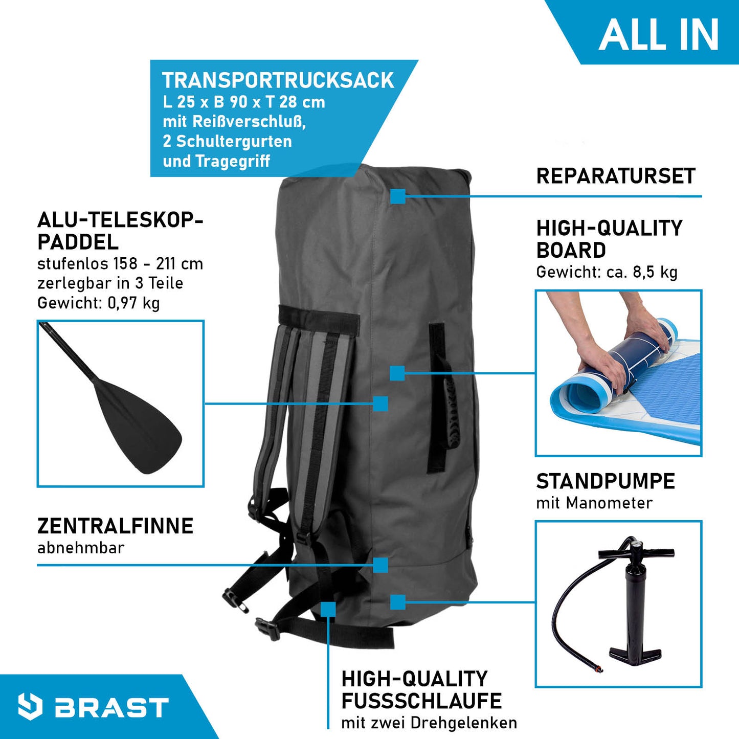 SUP Board aufblasbar GRID 320 blue