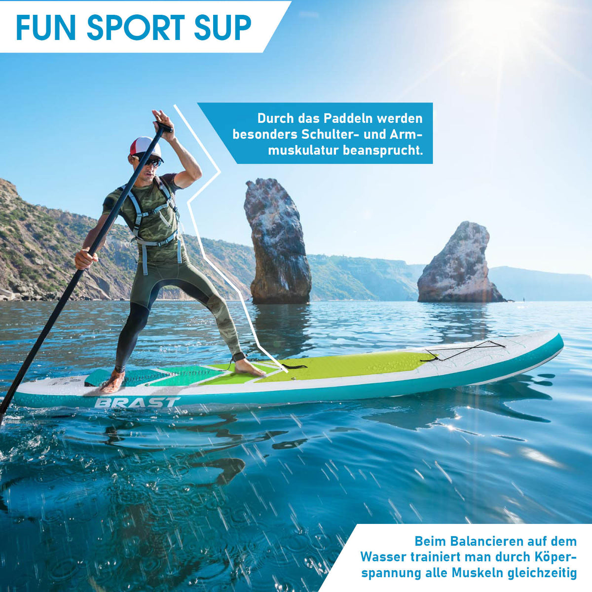 SUP Board aufblasbar GRID 320 lime