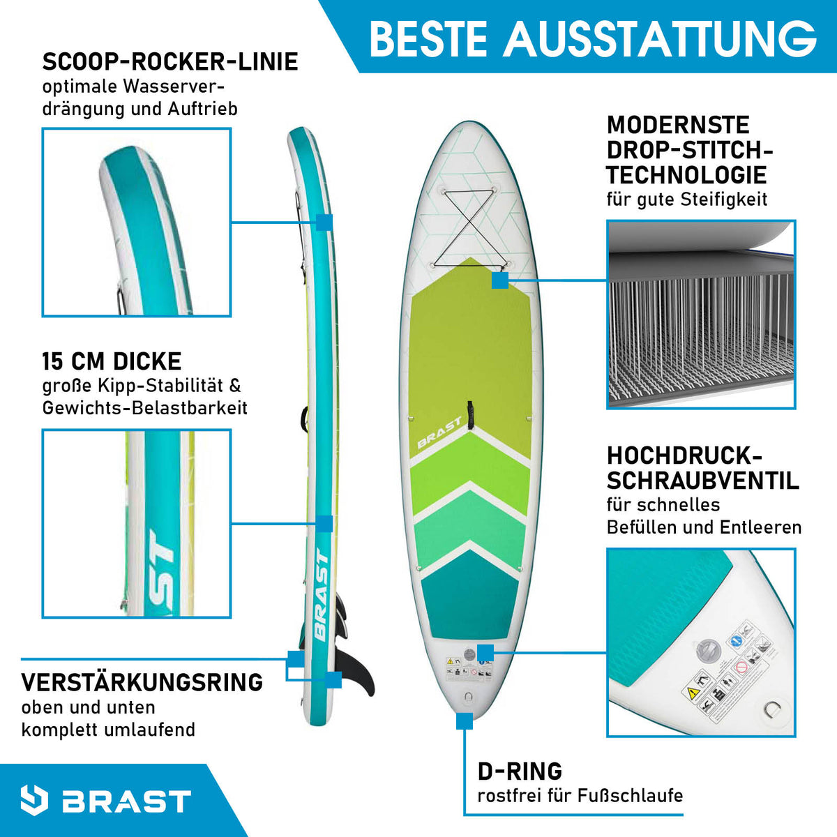 SUP Board aufblasbar GRID 320 lime