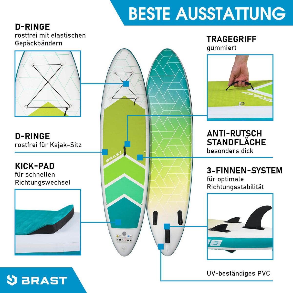 SUP Board aufblasbar GRID 320 lime