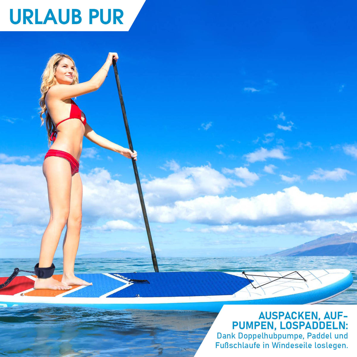 SUP Board aufblasbar GRID 320 blue red