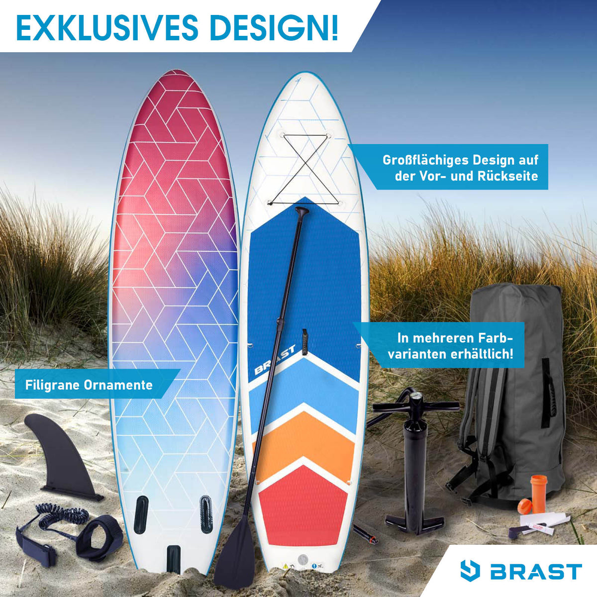 SUP Board aufblasbar GRID 320 blue red