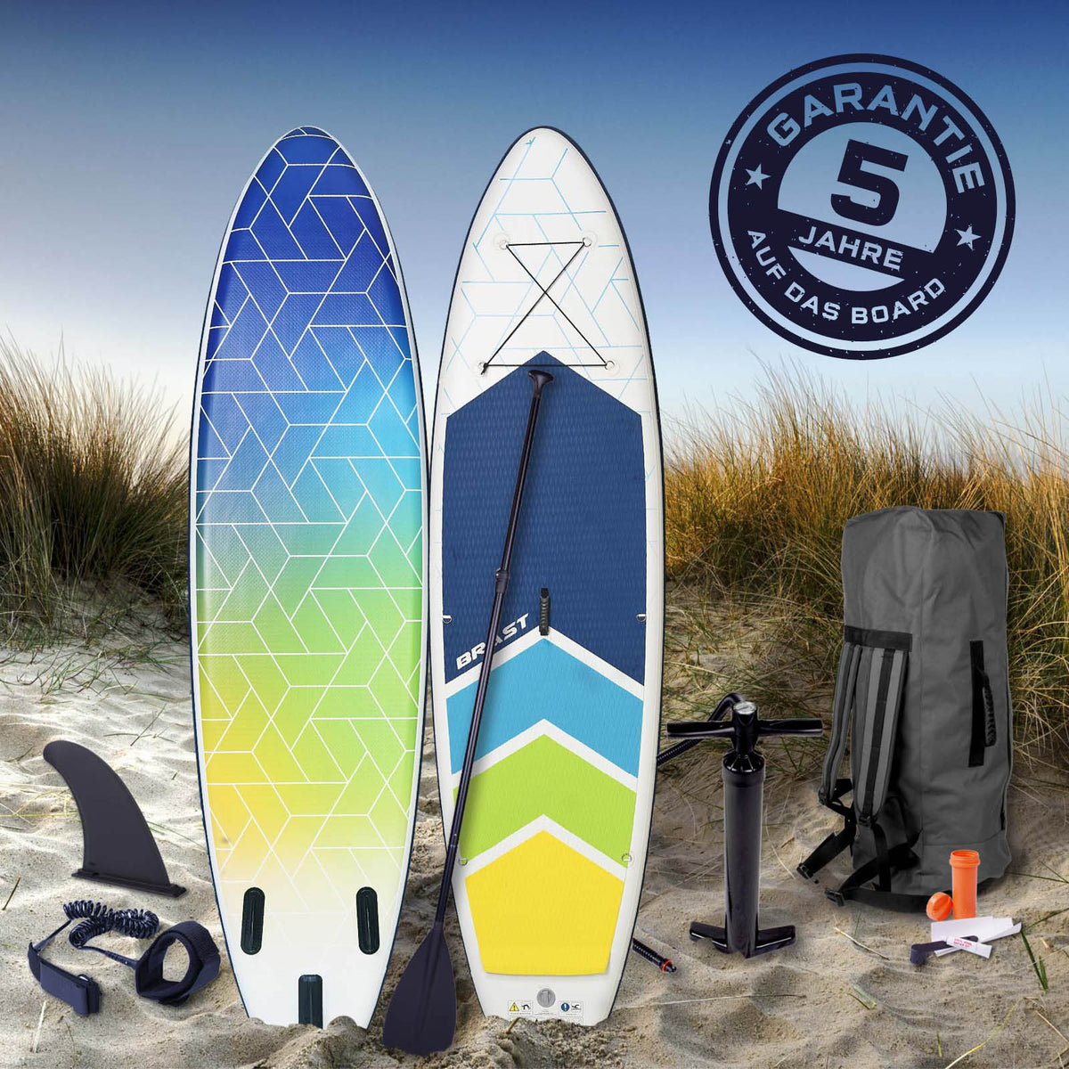 SUP Board aufblasbar GRID 320 blue yellow