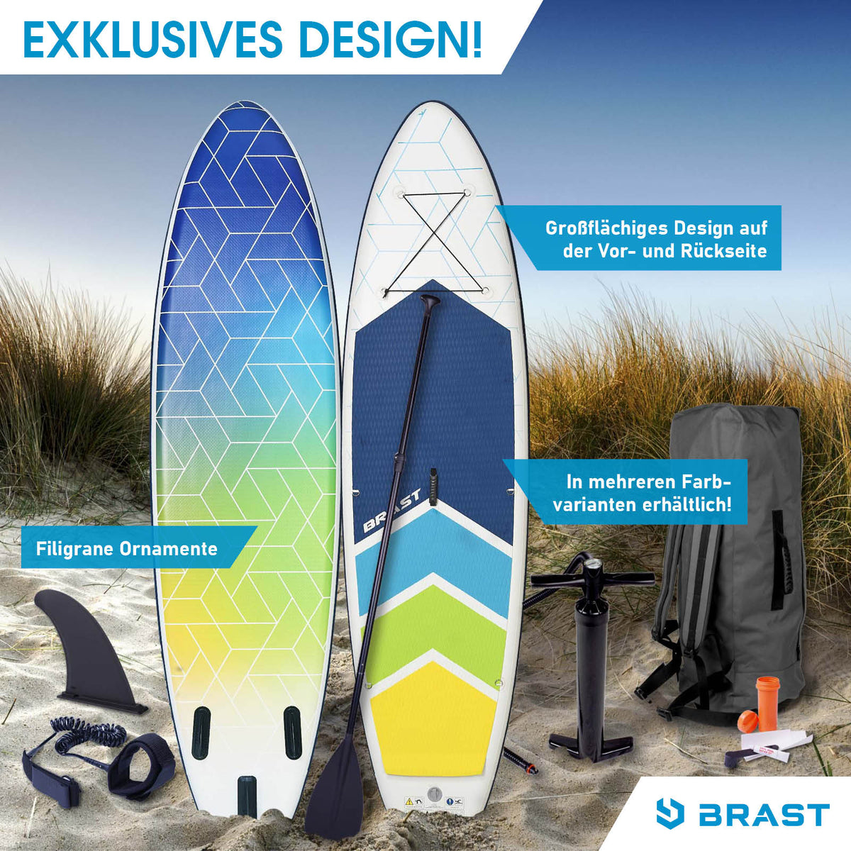 SUP Board aufblasbar GRID 320 blue yellow