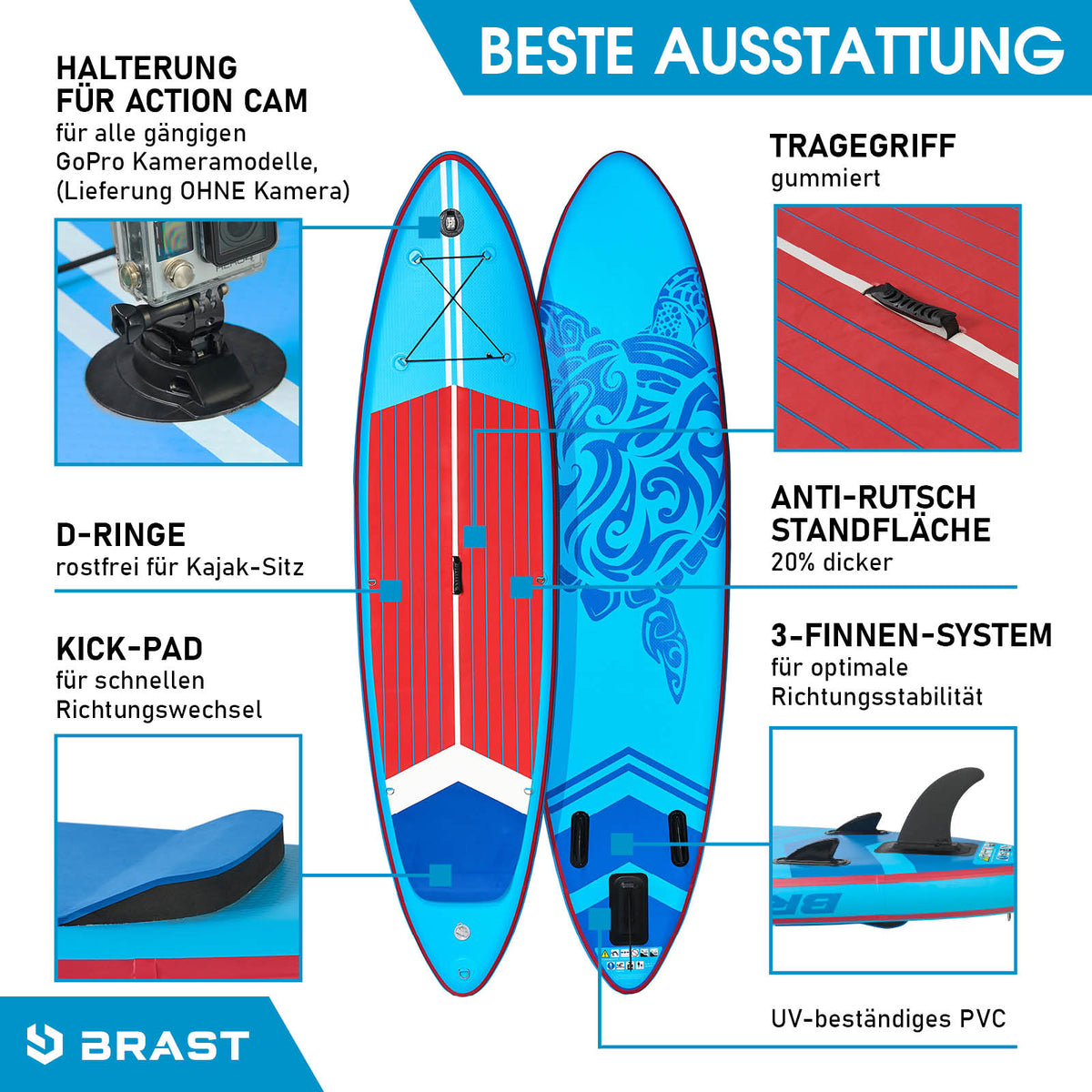 SUP Board aufblasbar TURTLE 320 blue