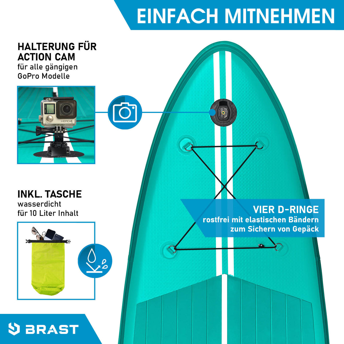 SUP Board aufblasbar TURTLE 320 petrol