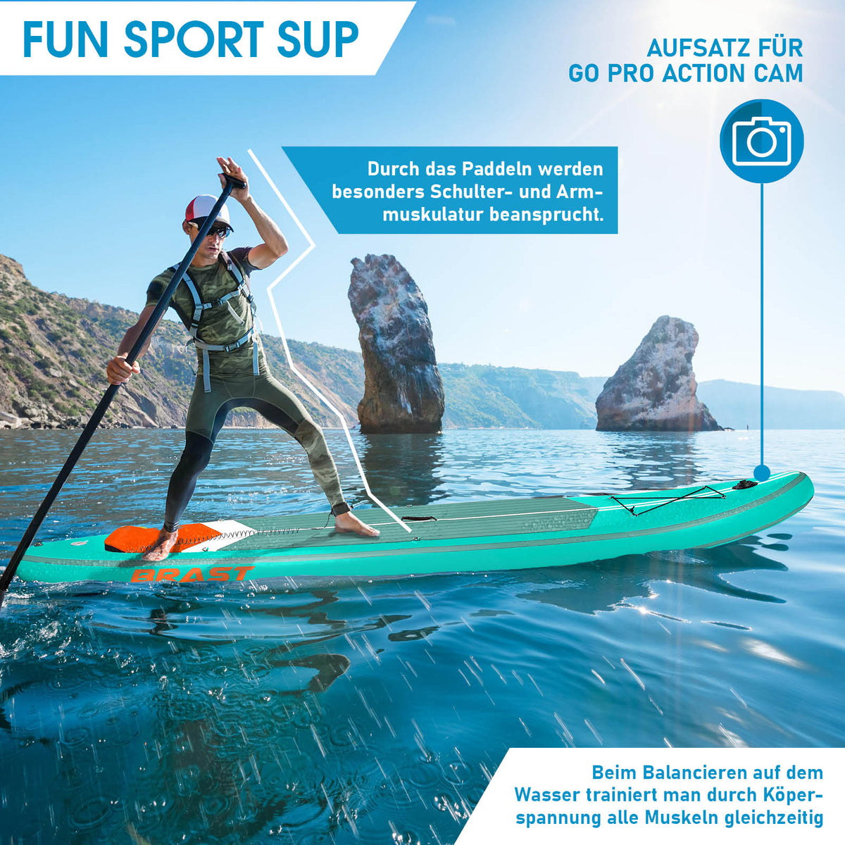 SUP Board aufblasbar TURTLE 320 petrol