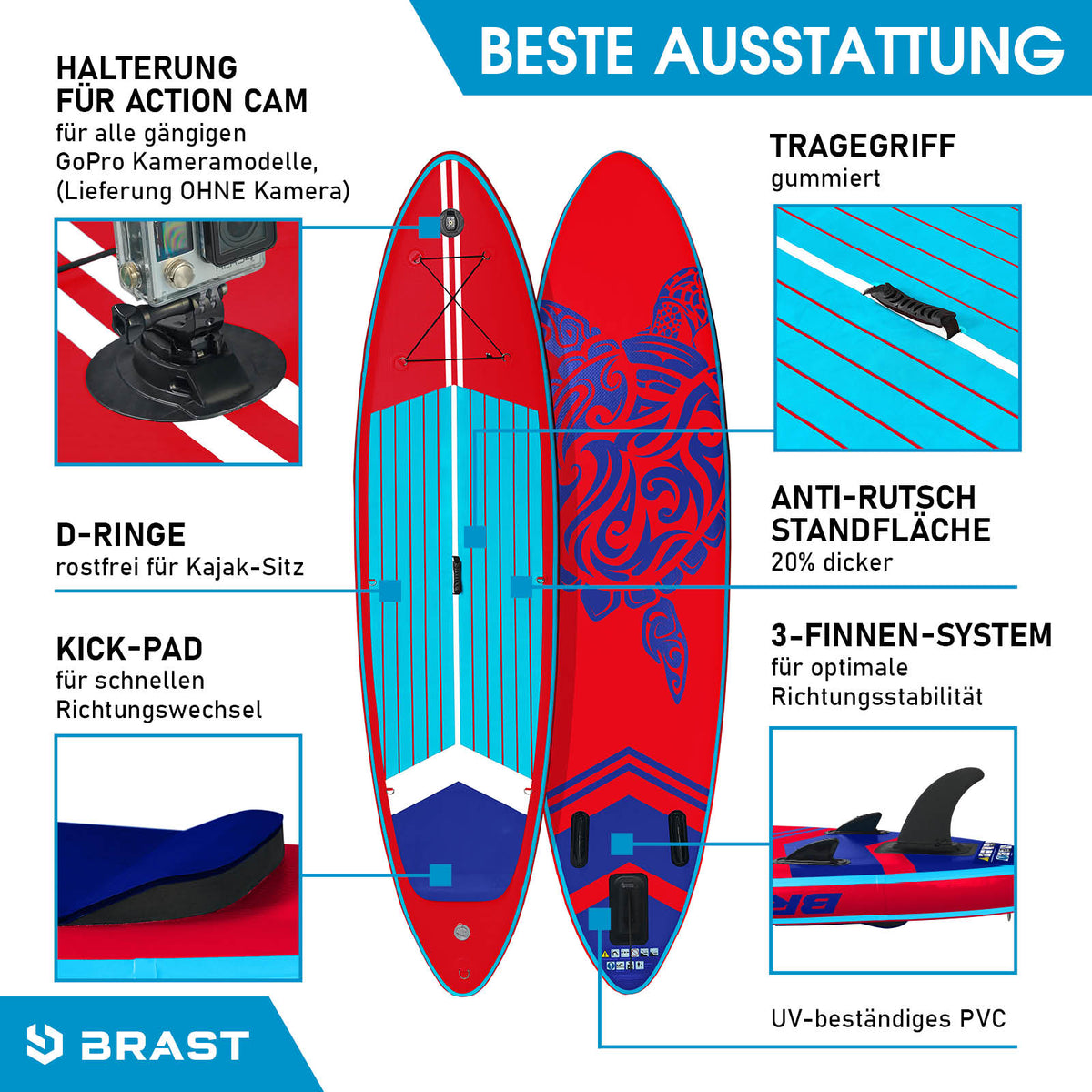 SUP Board aufblasbar SUPER SET 320 red