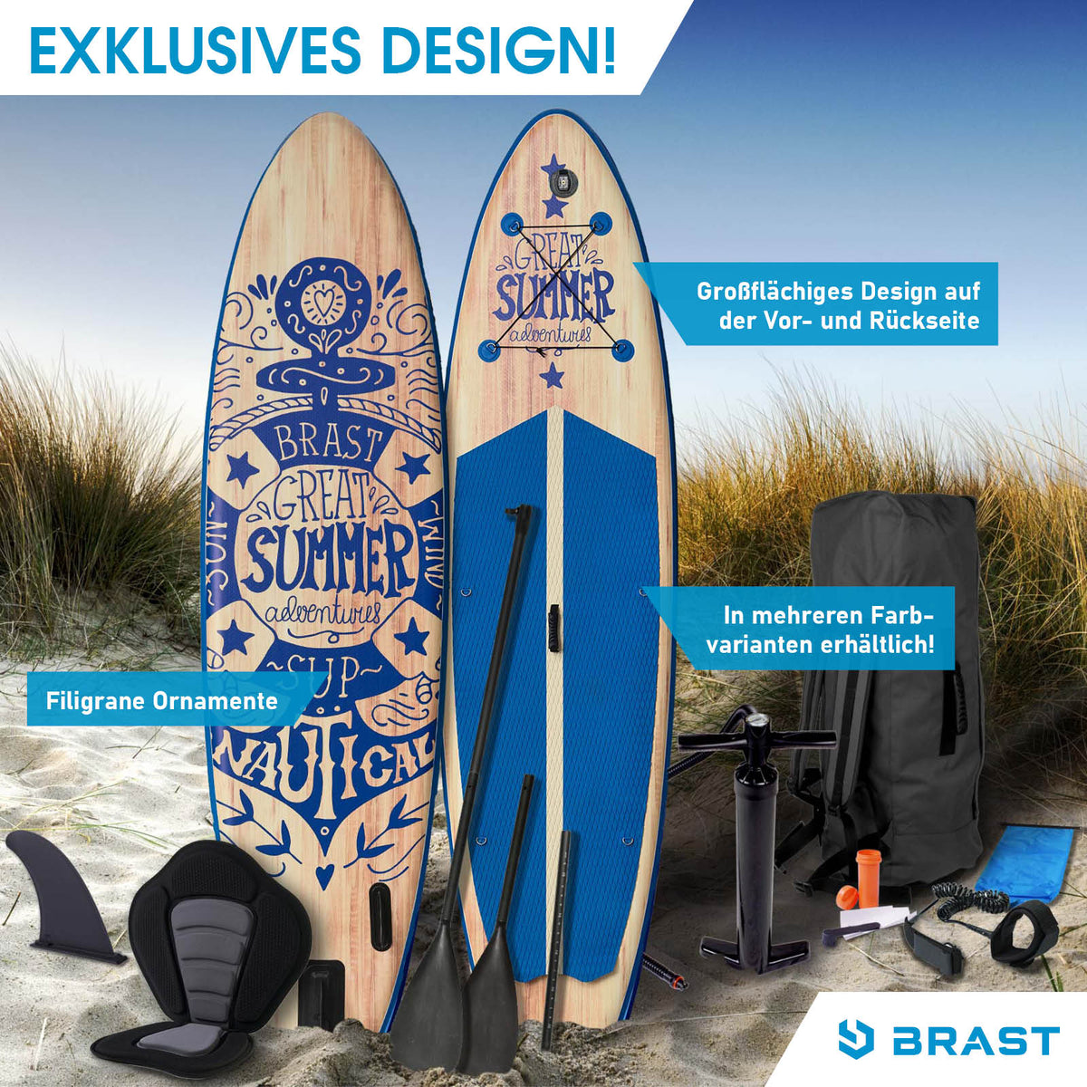 Aufblasbares SUP Board Set SUMMER 320 natural blue