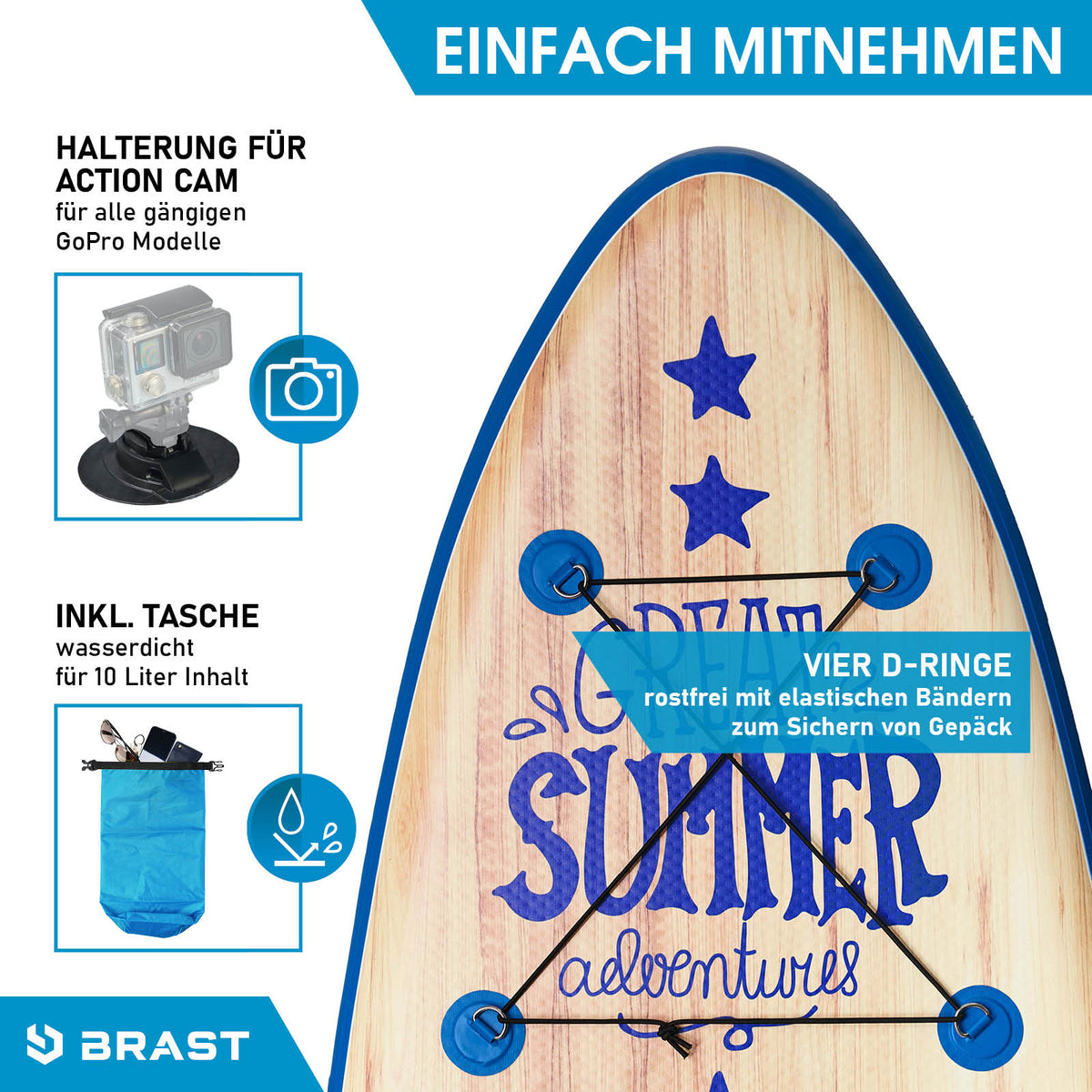 Aufblasbares SUP Board Set SUMMER 320 natural blue