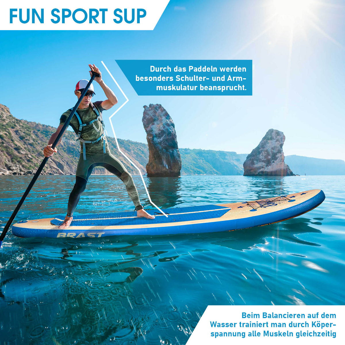 Aufblasbares SUP Board Set SUMMER 320 natural blue