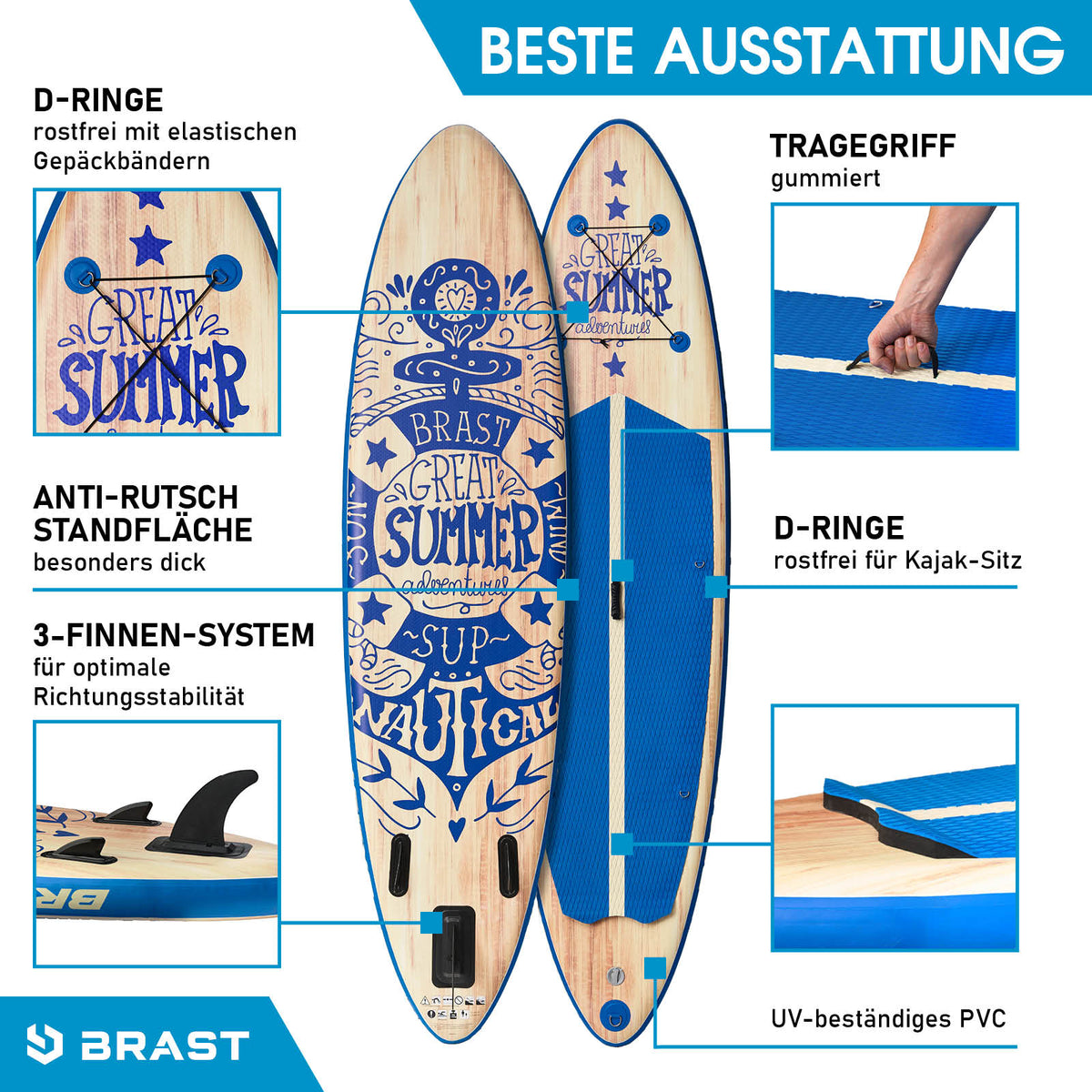 Aufblasbares SUP Board Set SUMMER 320 natural blue