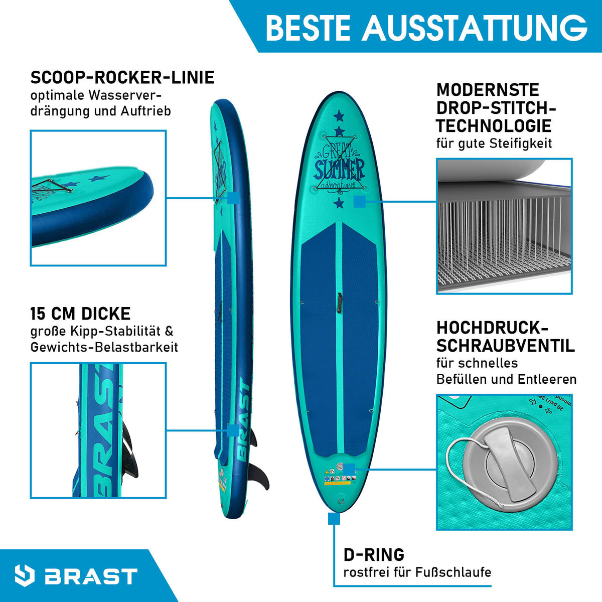 Aufblasbares SUP Board Set SUMMER 320 petrol