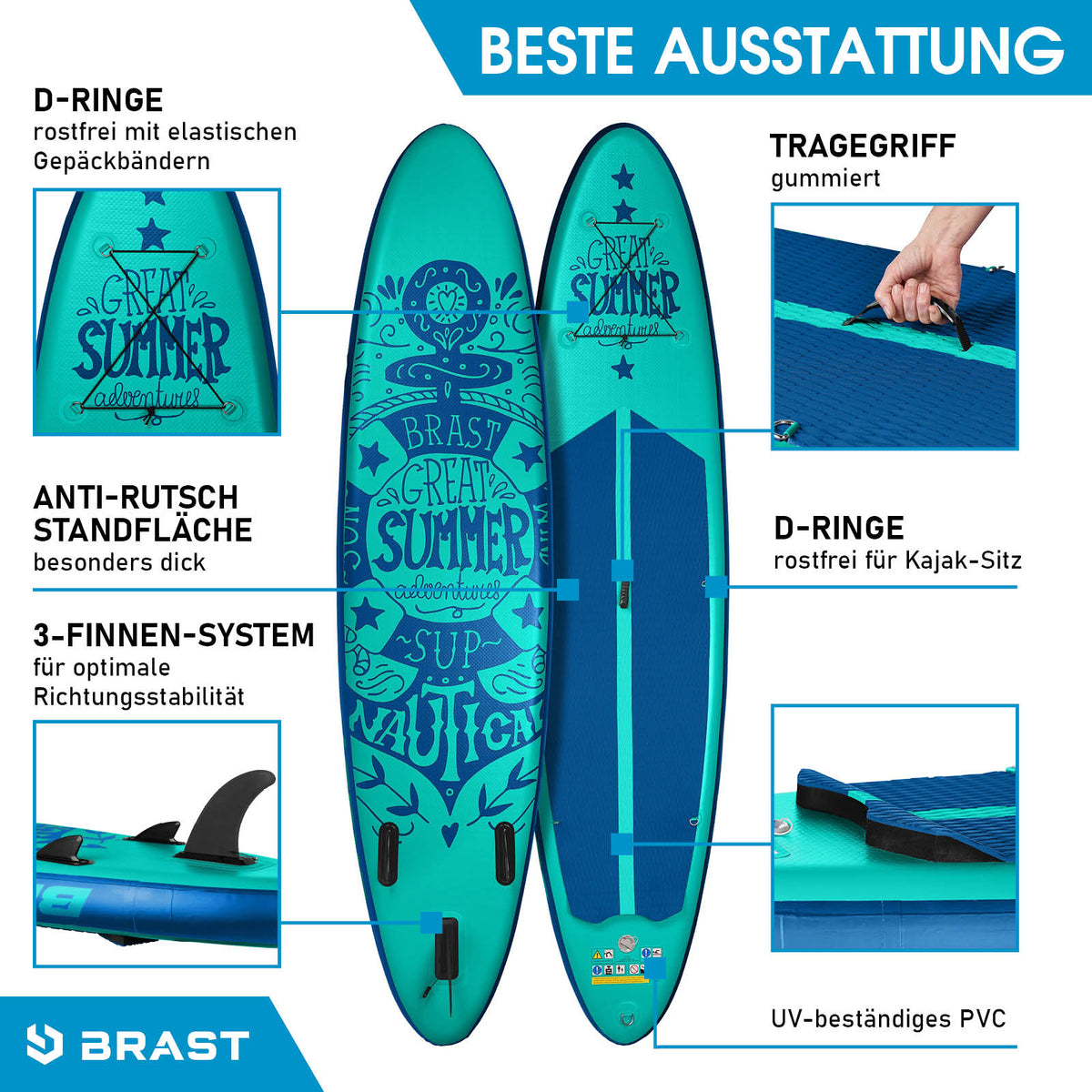 Aufblasbares SUP Board Set SUMMER 320 petrol
