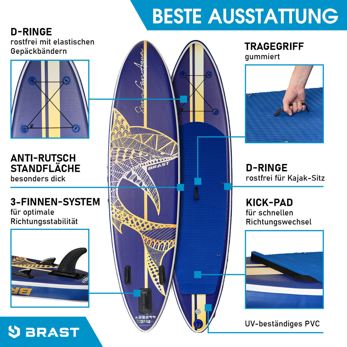 SUP Board aufblasbar mit Sitz SHARK 320 Deluxe