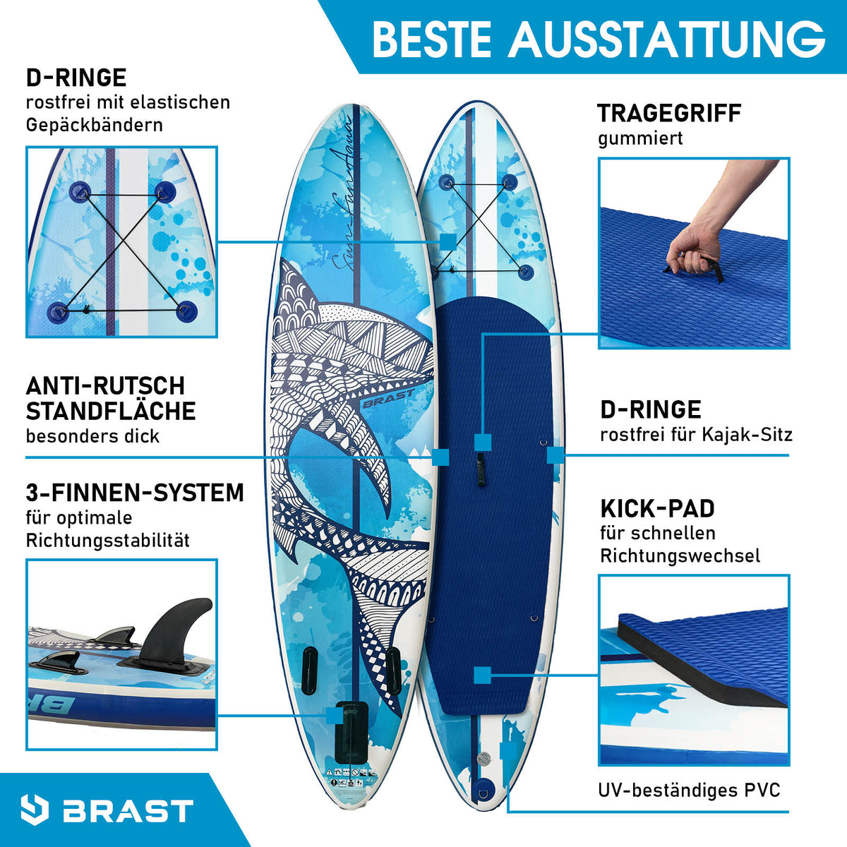 SUP Board aufblasbar mit Sitz SHARK 320 Splash