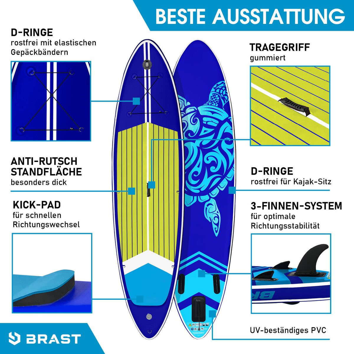 SUP Board aufblasbar TURTLE 320 dark blue