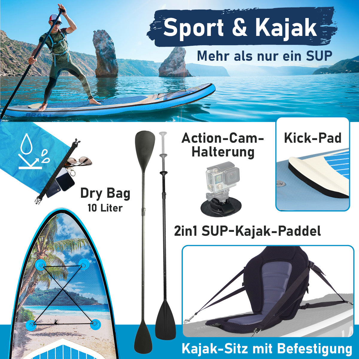 SUP Board aufblasbar TROPIC 320 Beach