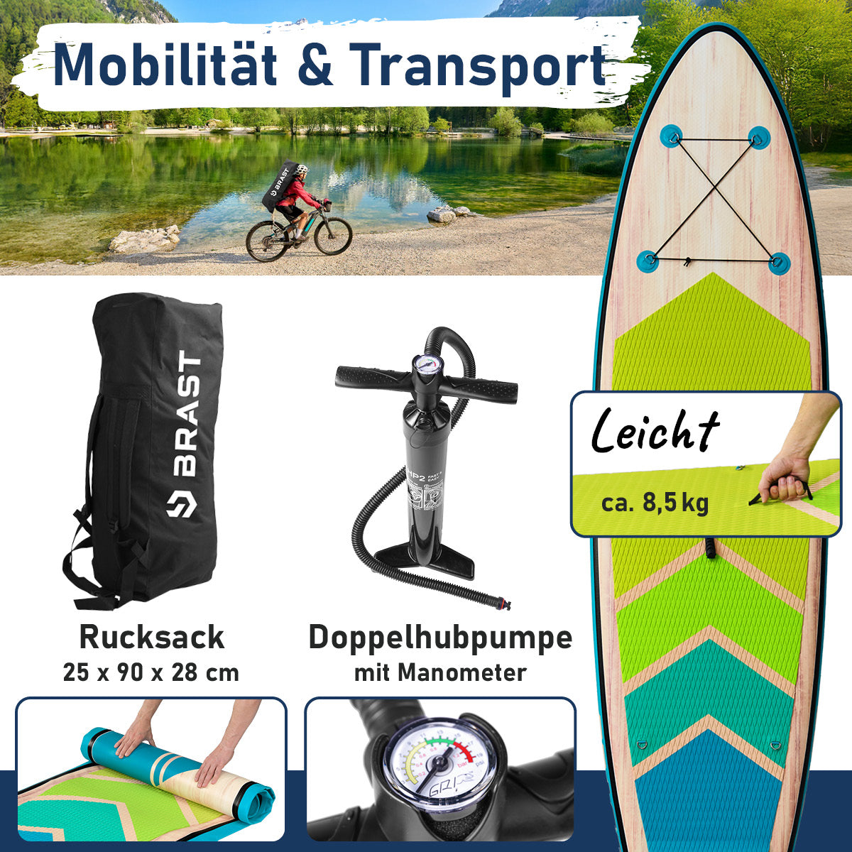 SUP Board aufblasbar TROPIC 320 petrol