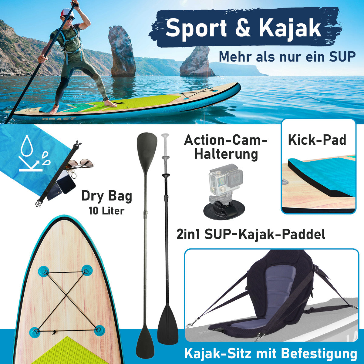 SUP Board aufblasbar TROPIC 320 petrol