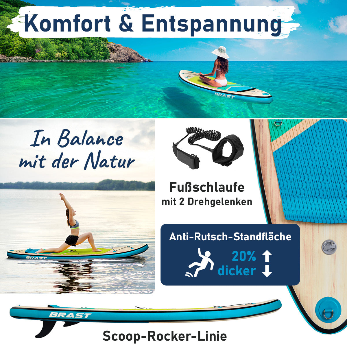 SUP Board aufblasbar TROPIC 320 petrol
