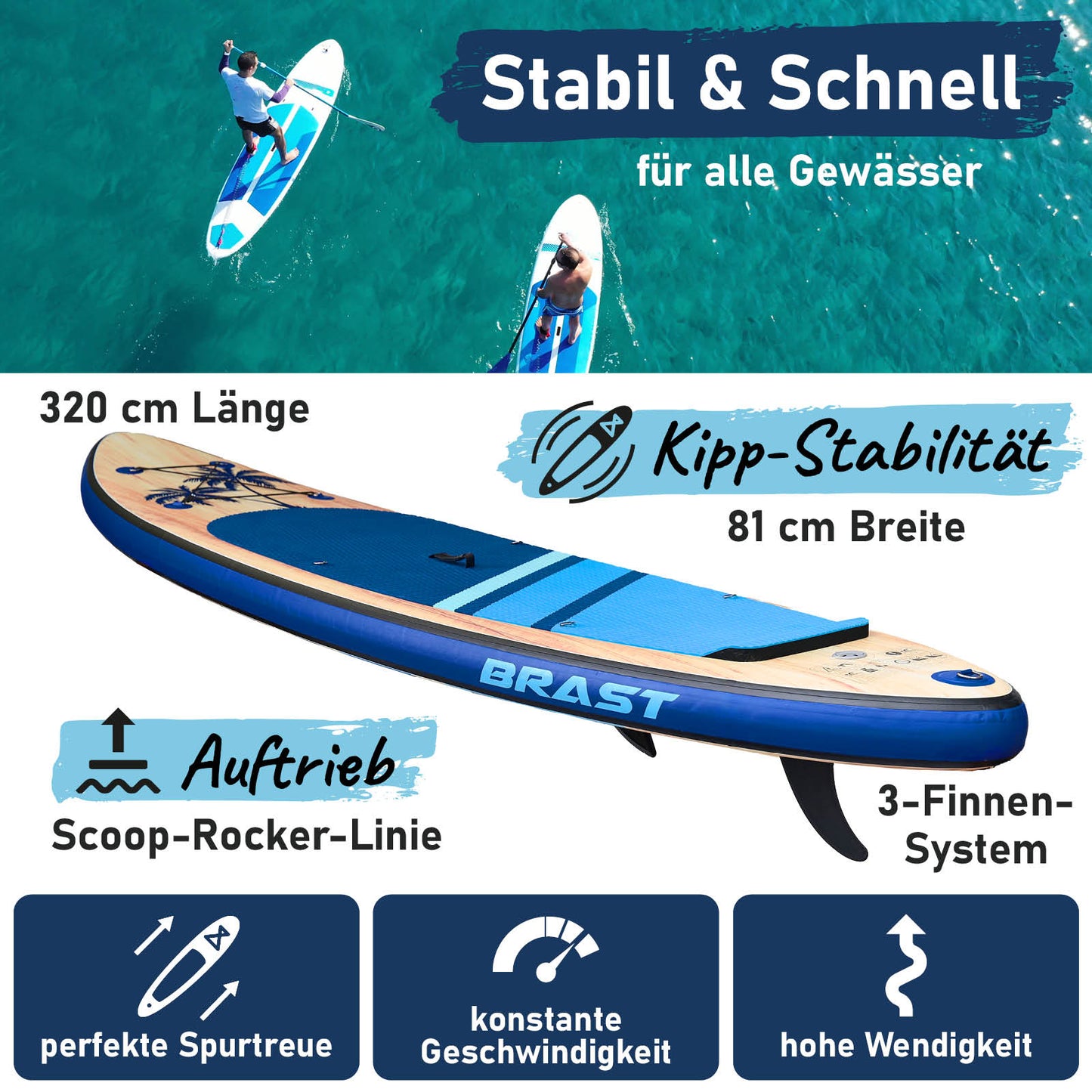 SUP Board aufblasbar TROPIC 320 blue