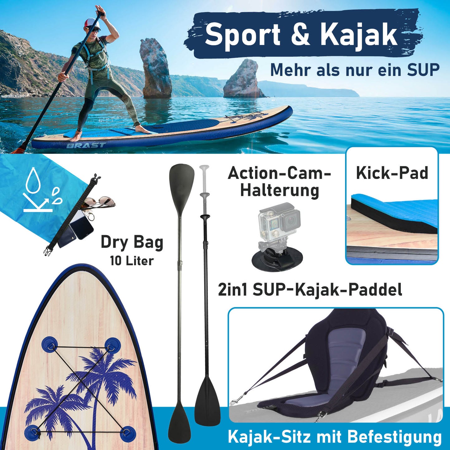 SUP Board aufblasbar TROPIC 320 blue