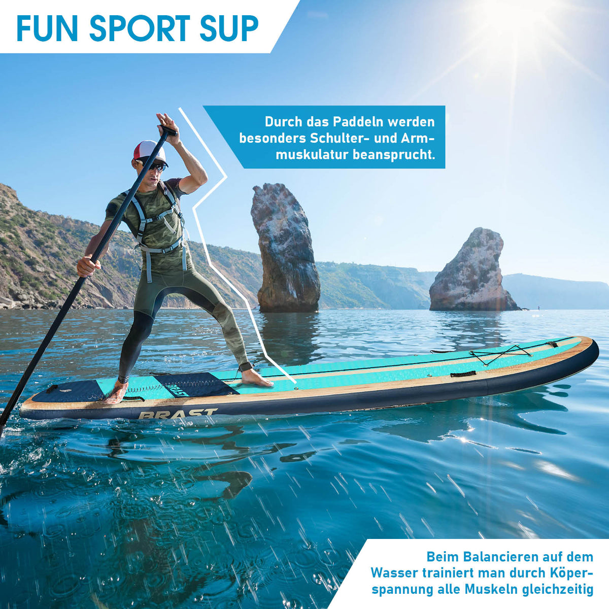 SUP Board aufblasbar FAMILY 370 Shark natural