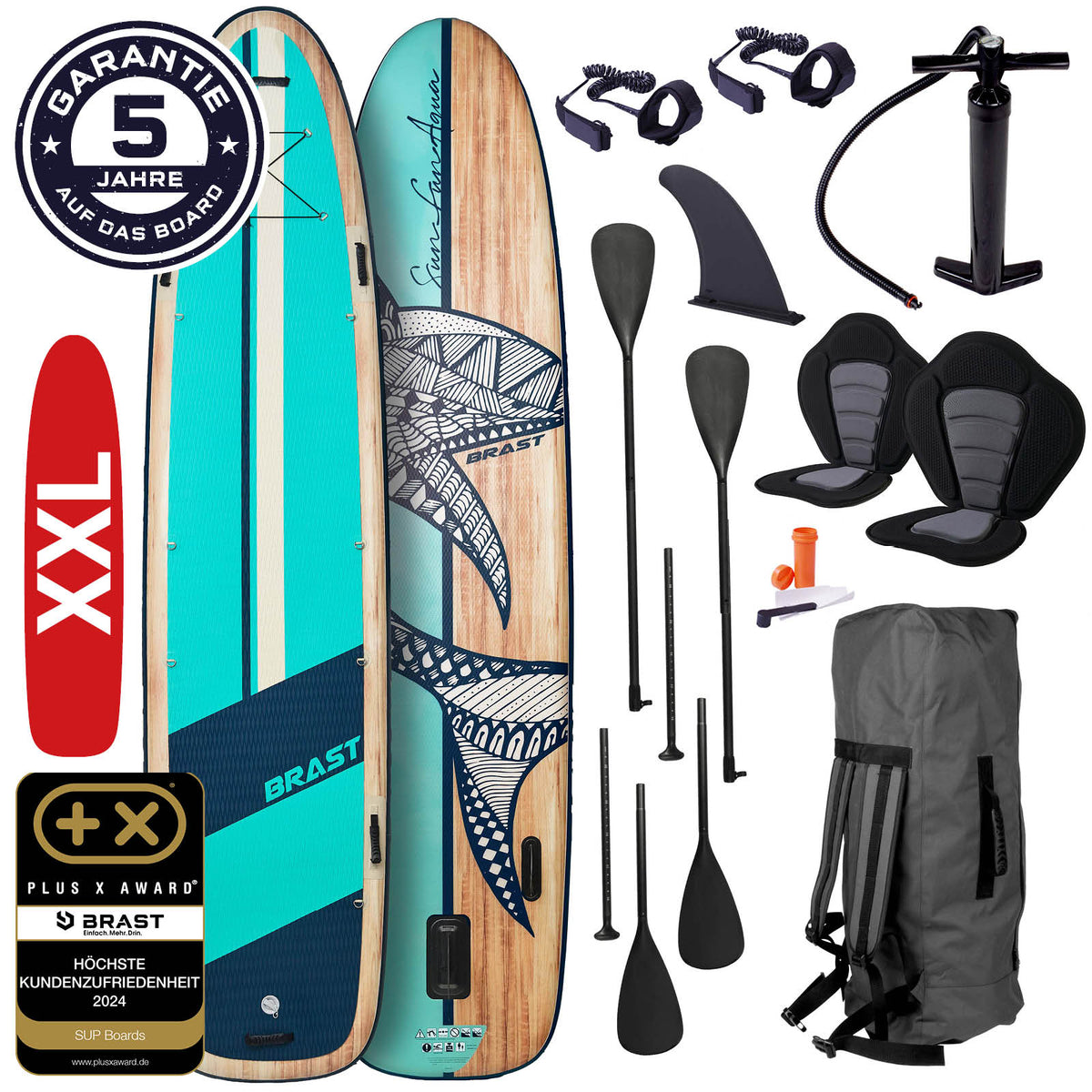 SUP Board aufblasbar FAMILY 370 Shark natural