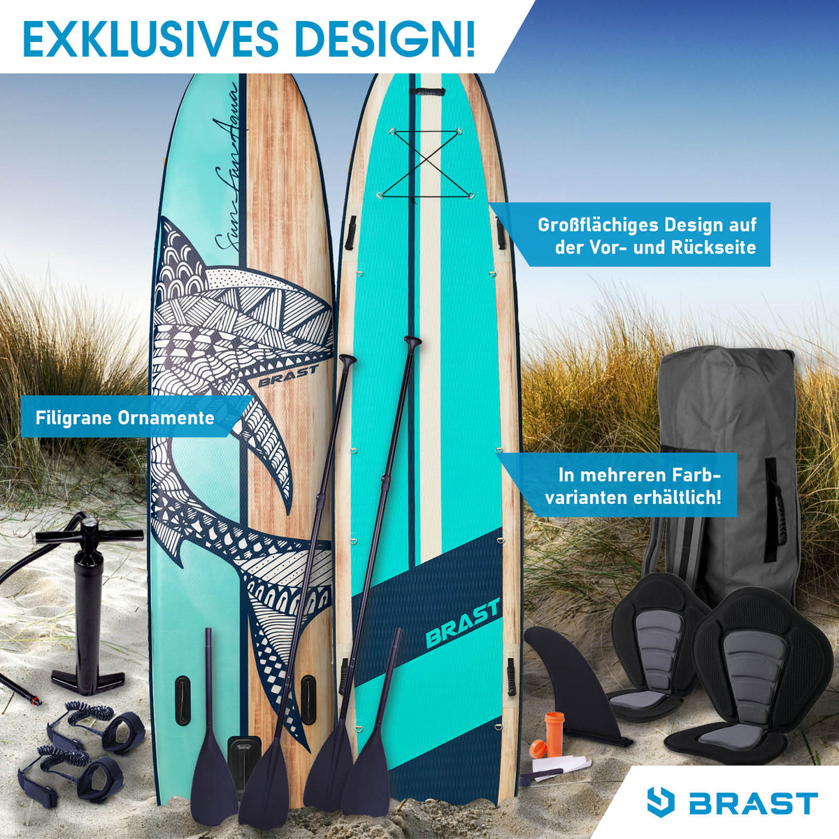 SUP Board aufblasbar FAMILY 370 Shark natural
