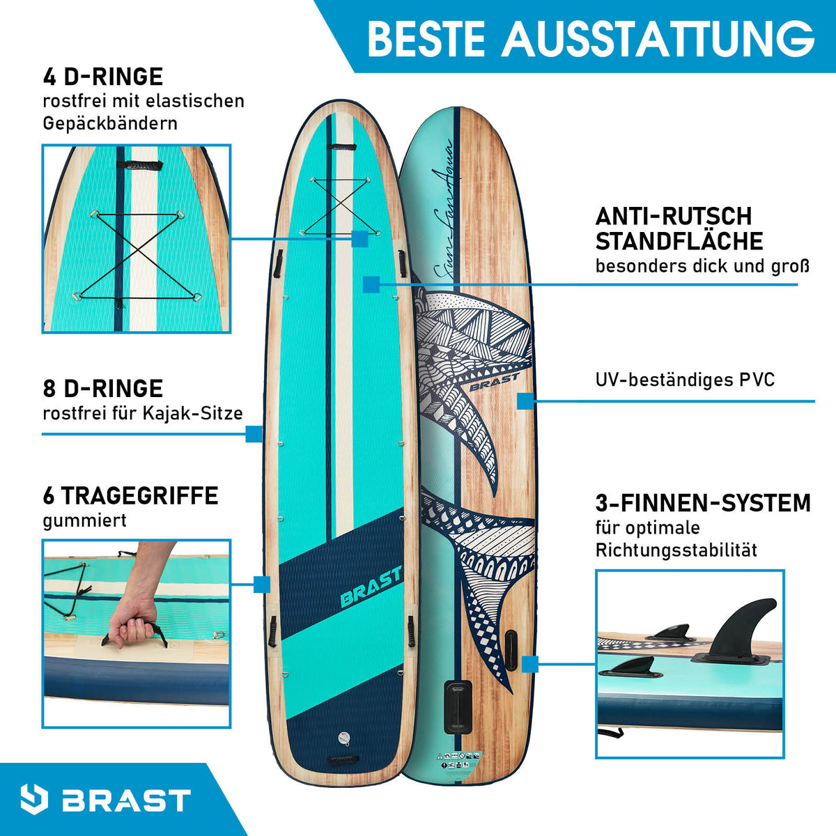 SUP Board aufblasbar FAMILY 370 Shark natural