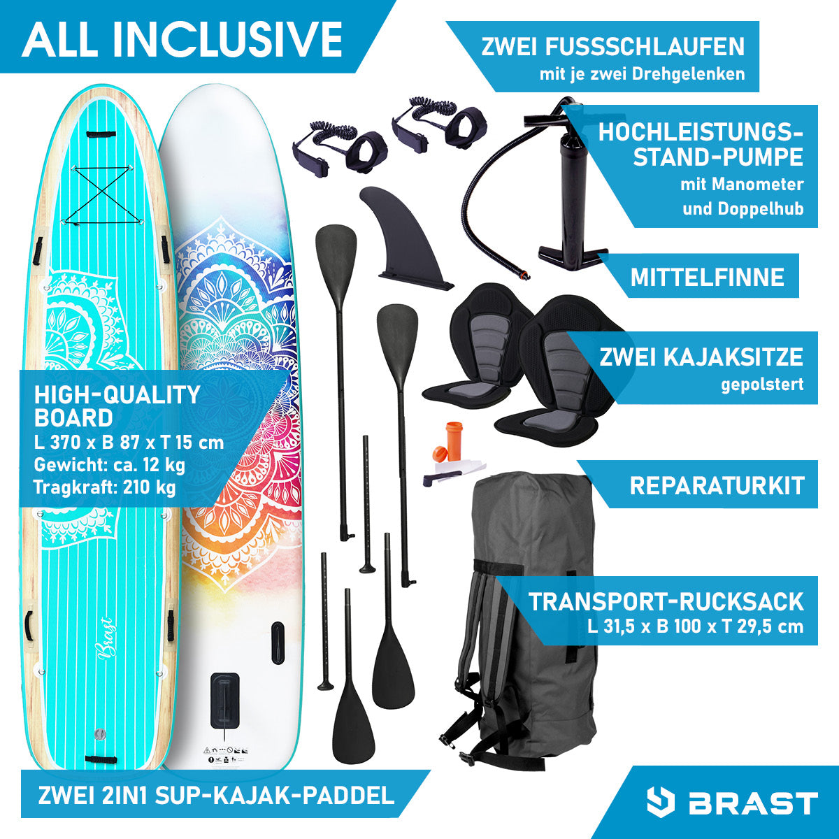 SUP Board aufblasbar FAMILY 370 Mandala
