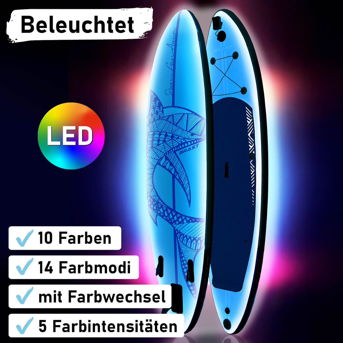 SUP Board aufblasbar LED 320 Shark blue