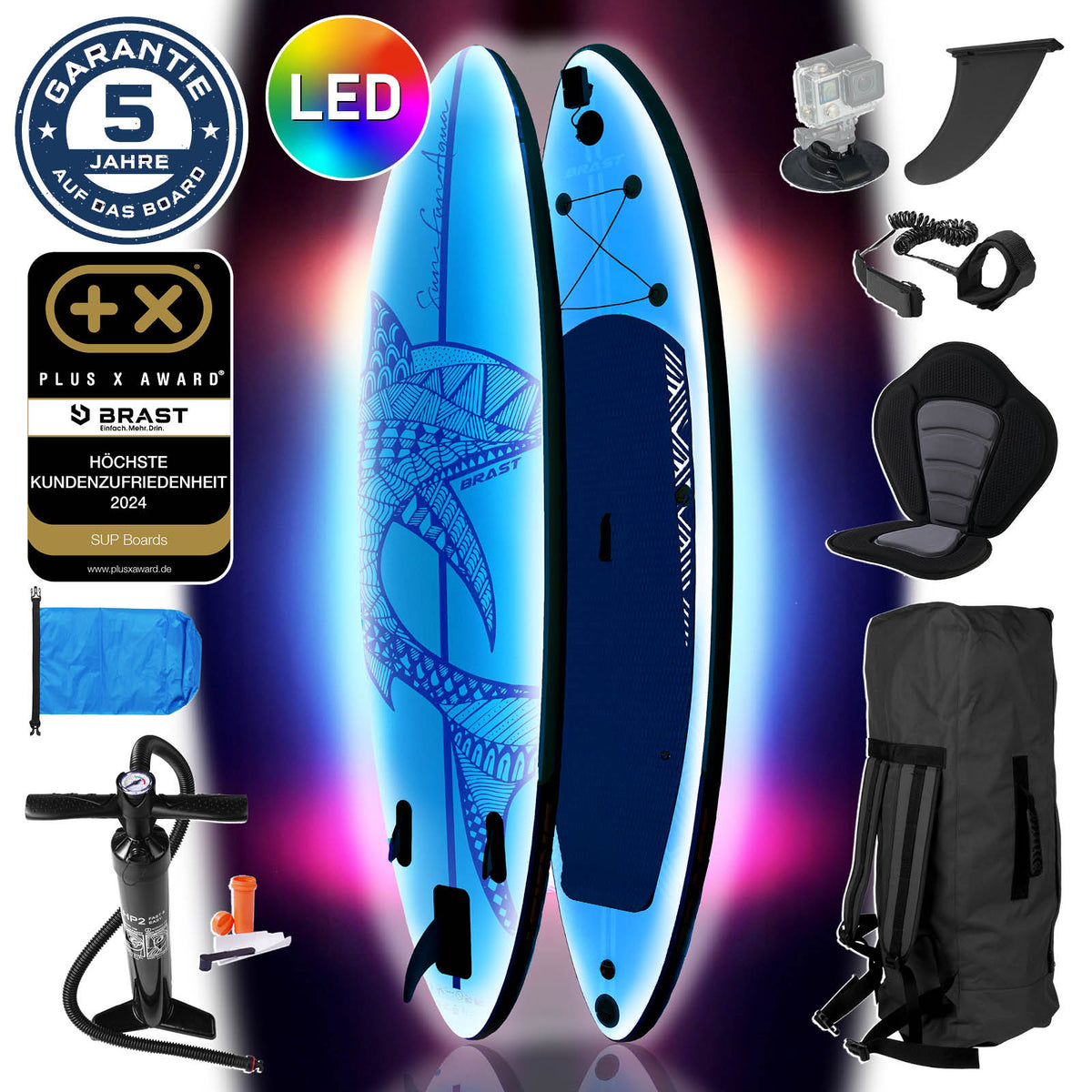 SUP Board aufblasbar LED 320 Shark blue