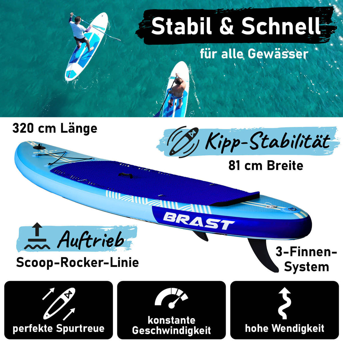 SUP Board aufblasbar LED 320 Shark blue