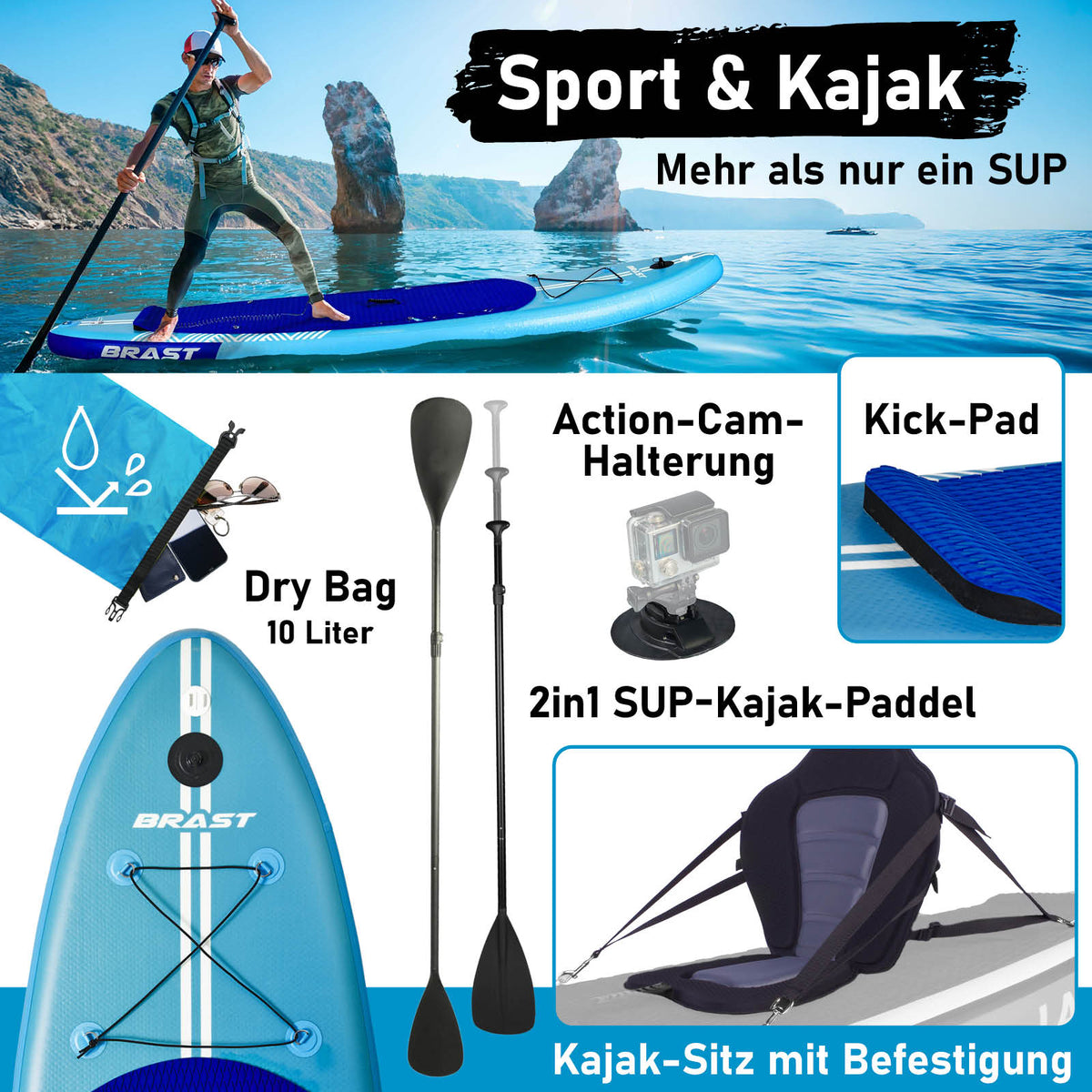 SUP Board aufblasbar LED 320 Shark blue