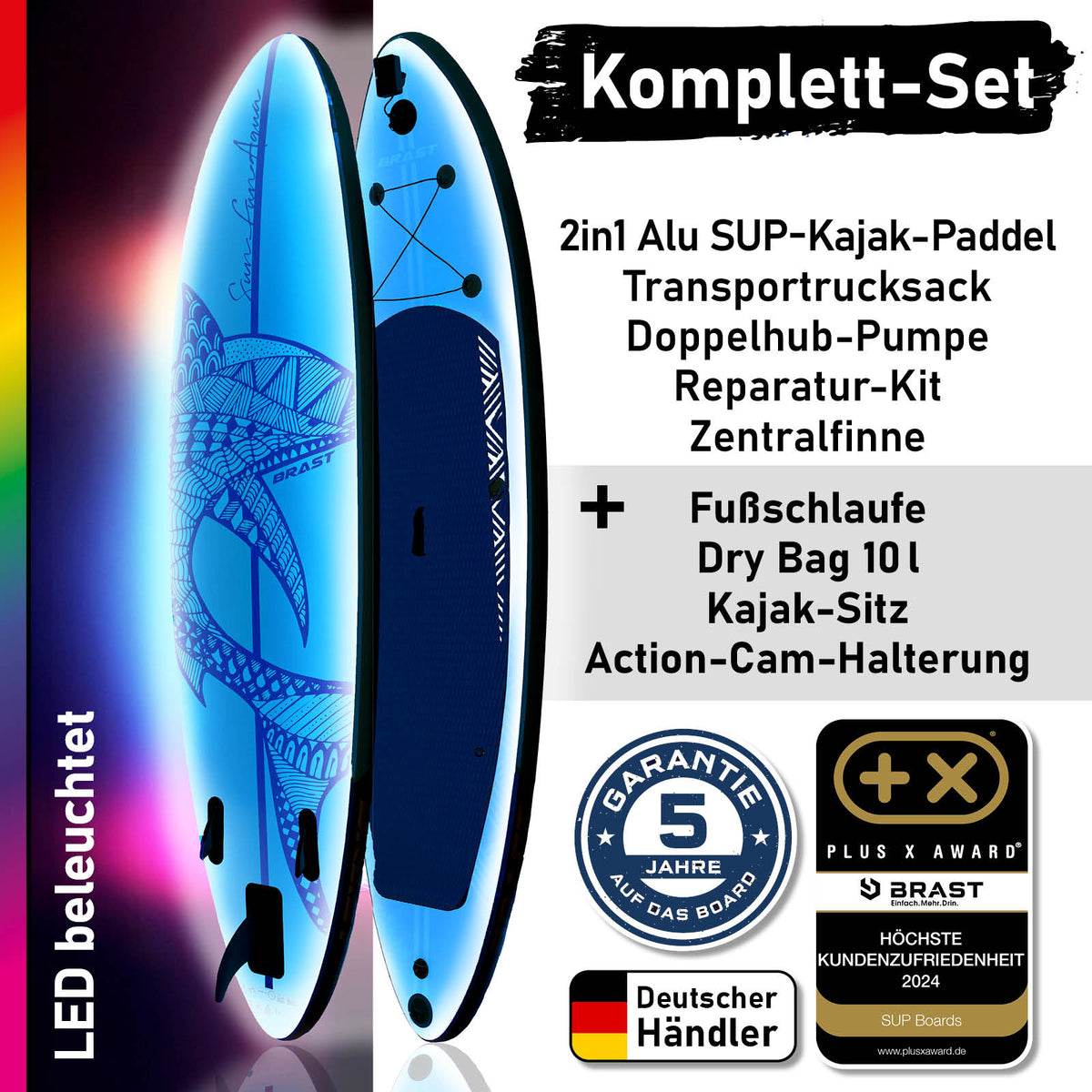 SUP Board aufblasbar LED 320 Shark blue