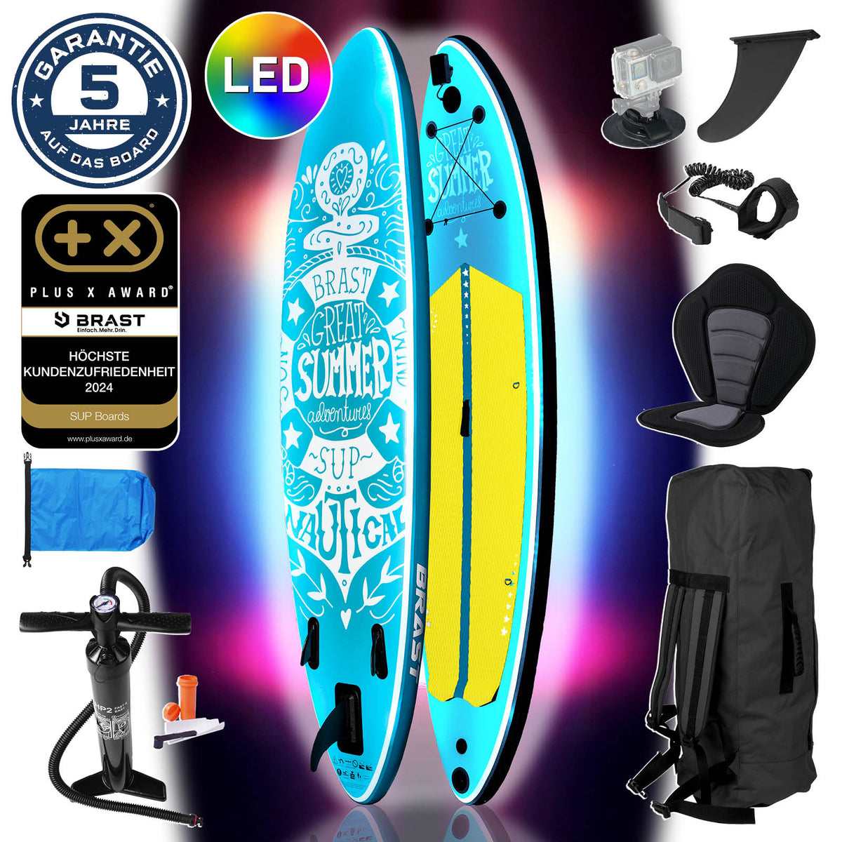 SUP Board aufblasbar LED 320 Summer petrol