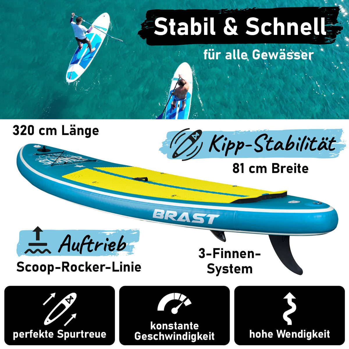 SUP Board aufblasbar LED 320 Summer petrol