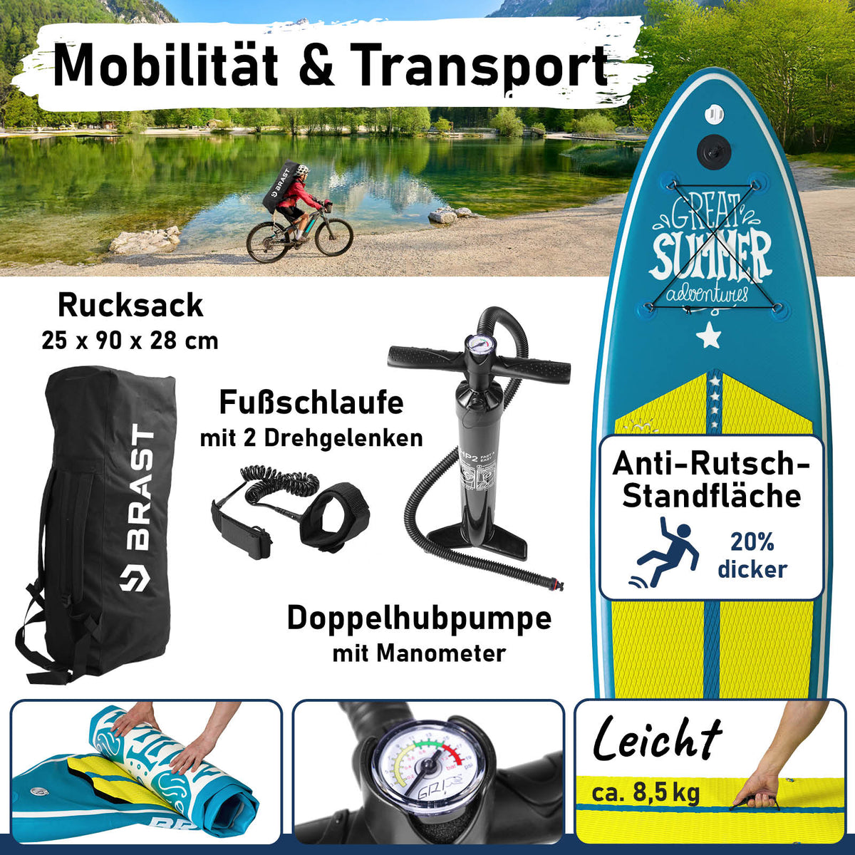 SUP Board aufblasbar LED 320 Summer petrol