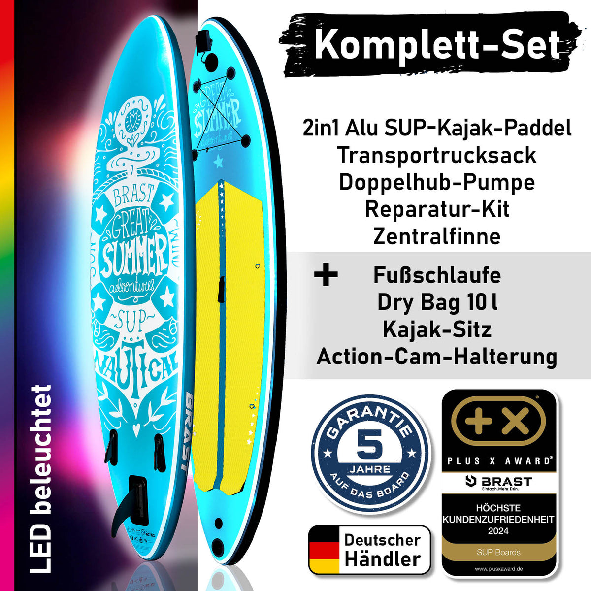 SUP Board aufblasbar LED 320 Summer petrol