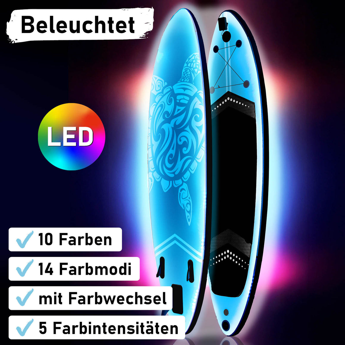 SUP Board aufblasbar LED 320 Turtle blue