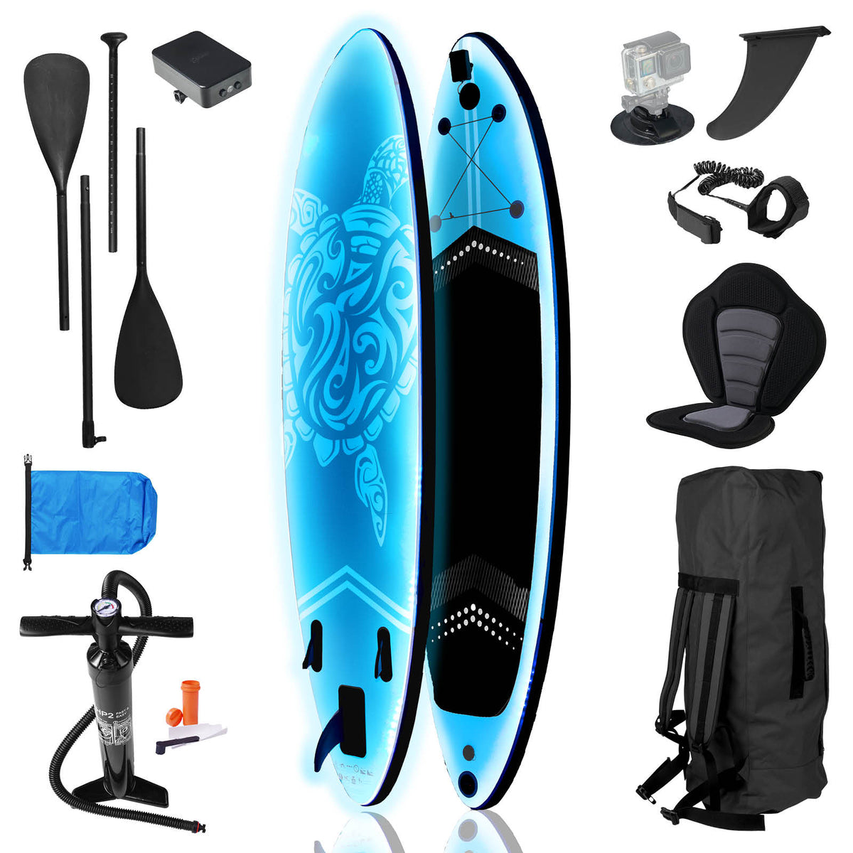SUP Board aufblasbar LED 320 Turtle blue