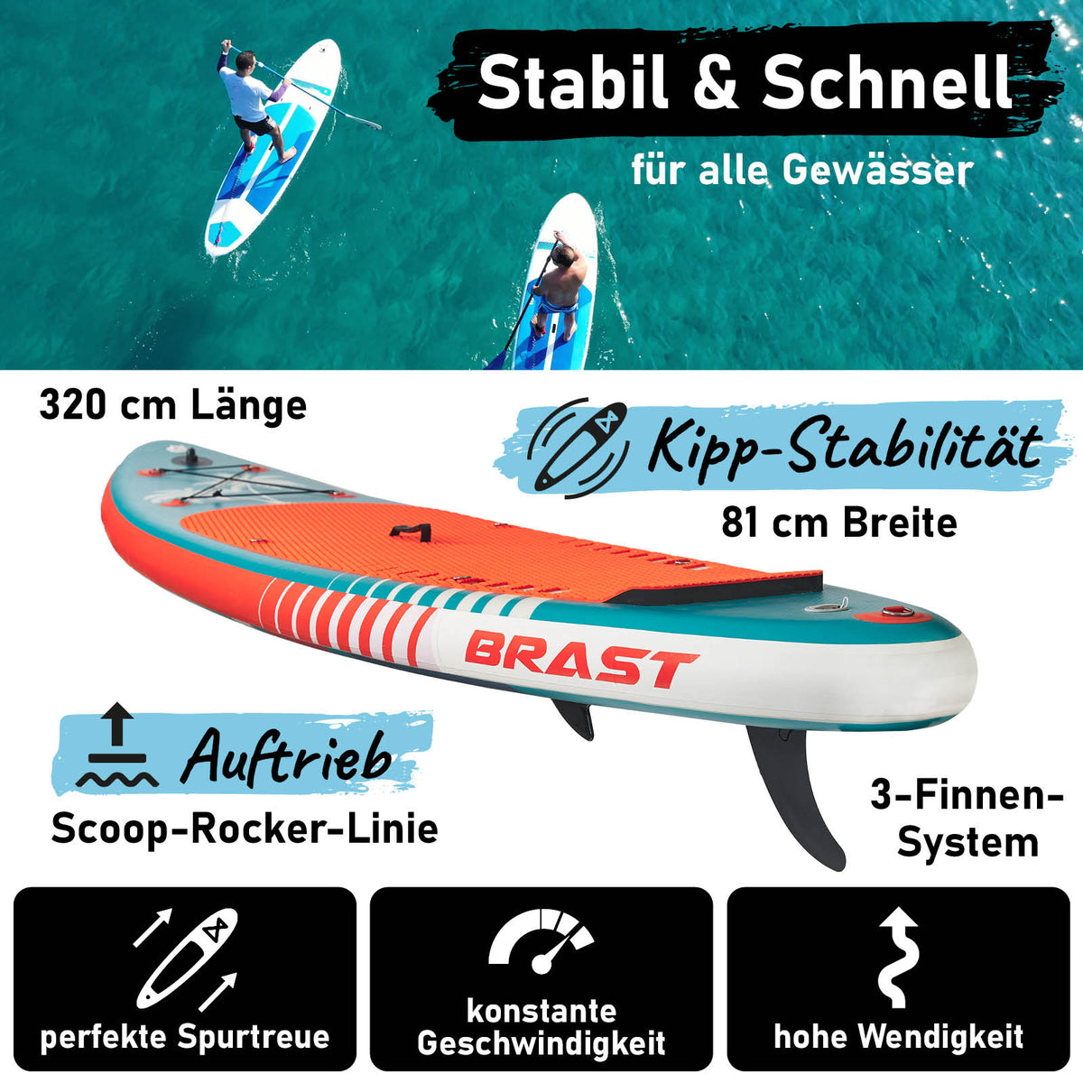 SUP Board aufblasbar LED 320 Hawaii