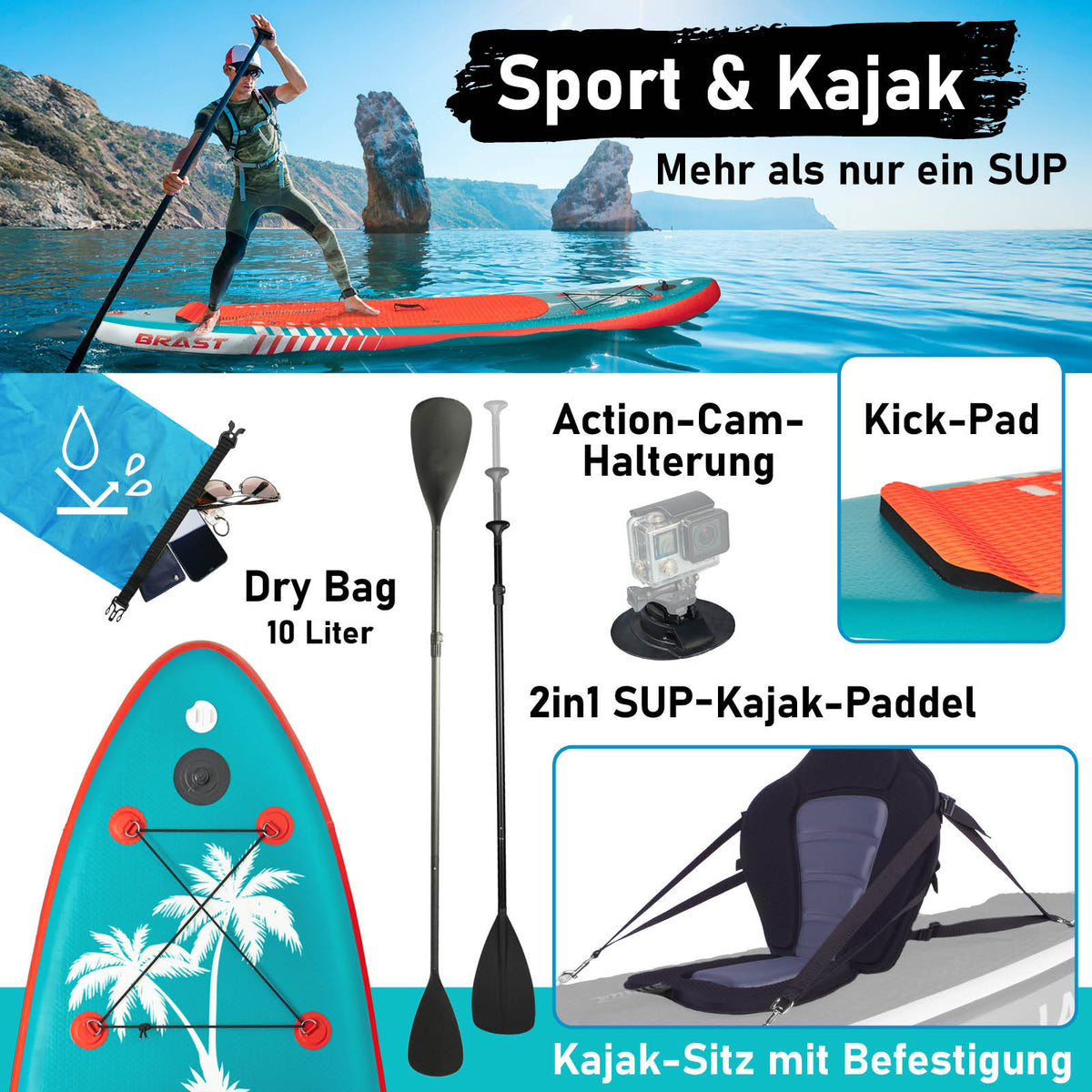 SUP Board aufblasbar LED 320 Hawaii
