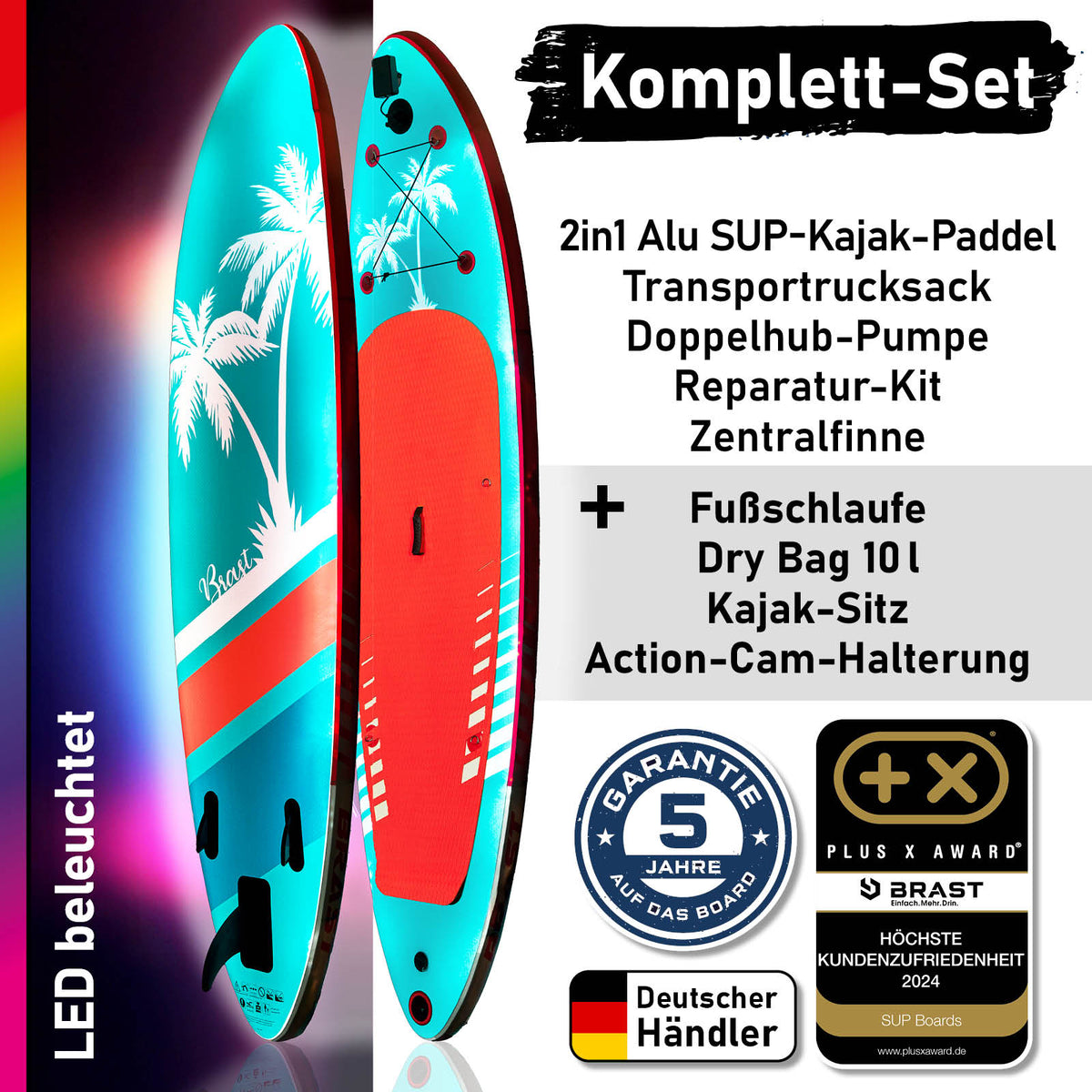 SUP Board aufblasbar LED 320 Hawaii