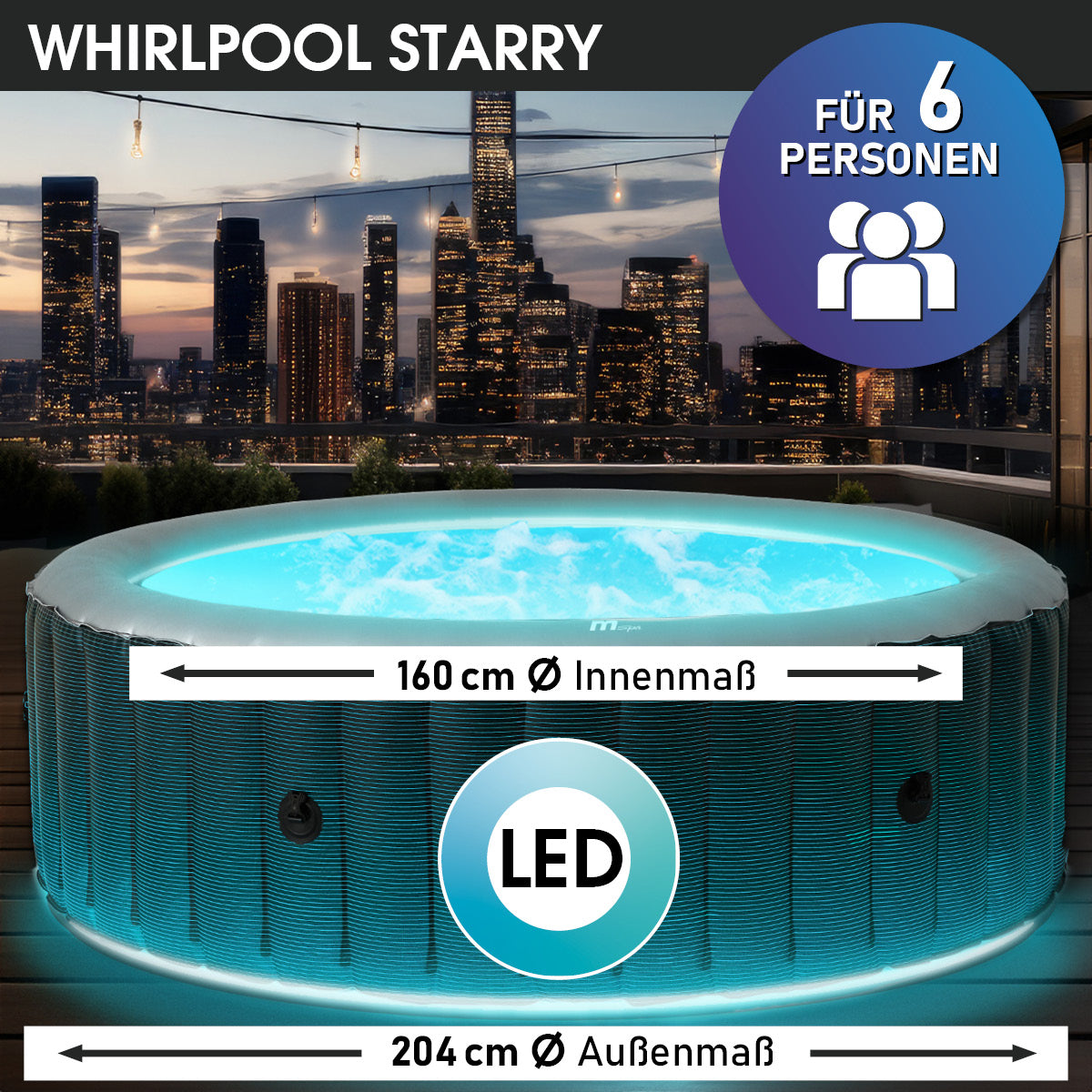 Aufblasbarer Whirlpool MSpa STARRY 6 Personen mit LED