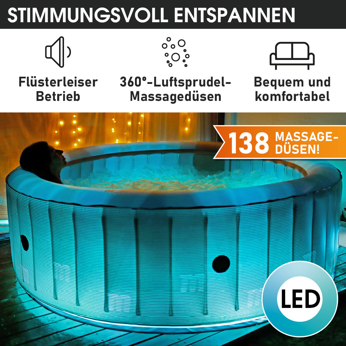 Aufblasbarer Whirlpool MSpa STARRY 6 Personen mit LED