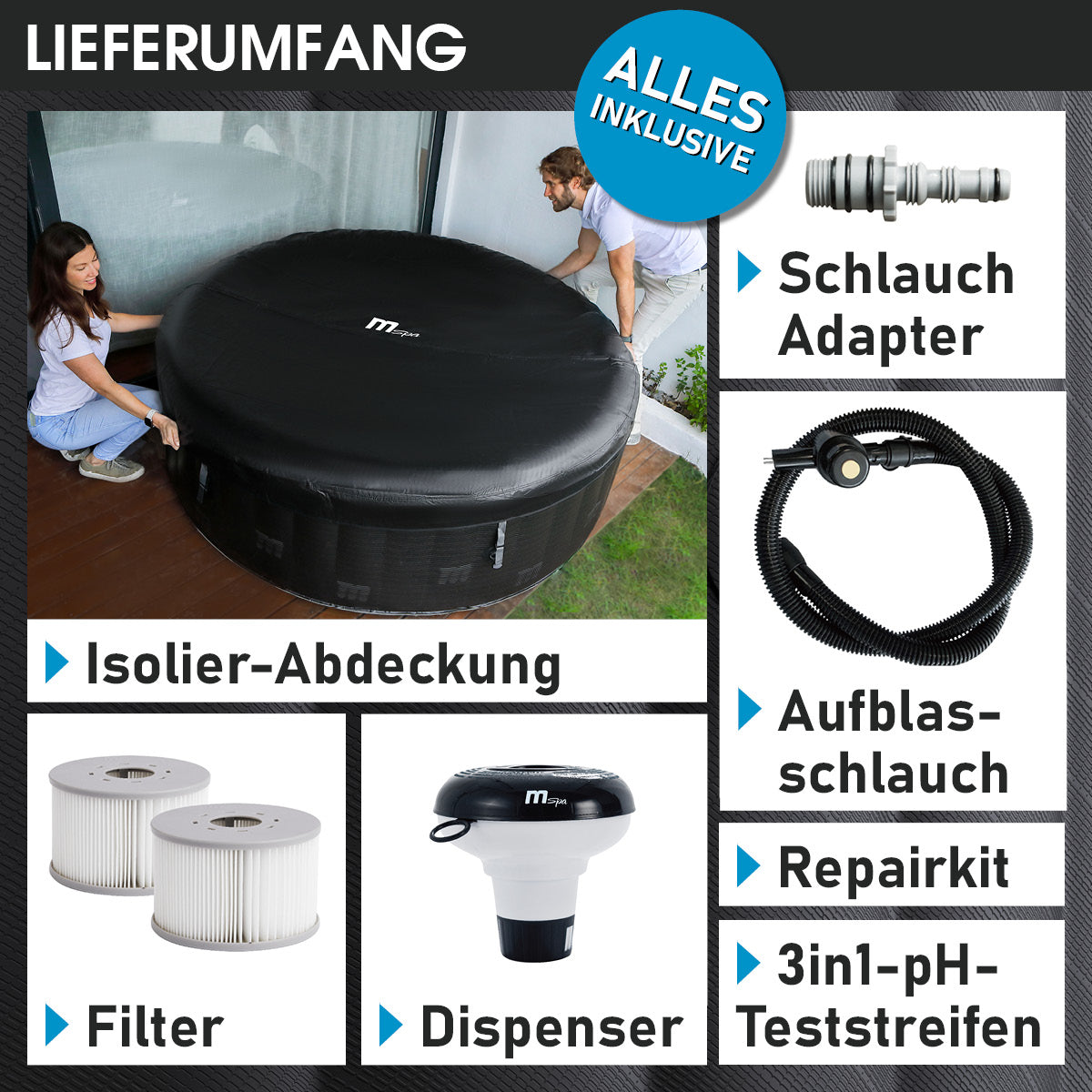Aufblasbarer Whirlpool MSpa STARRY 6 Personen mit LED